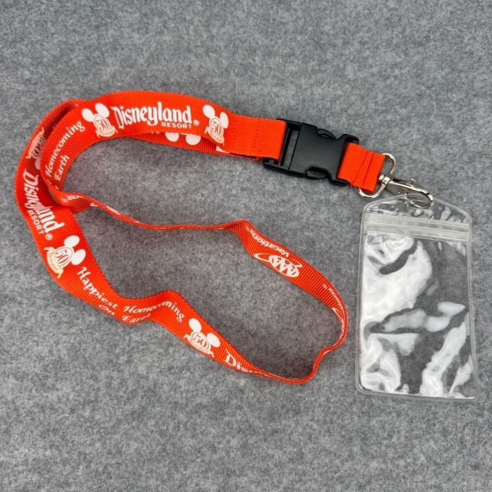 Disneyland Resort 50th Anniversary Lanyard ID Badge Holder AAA Red Mickey Mouse